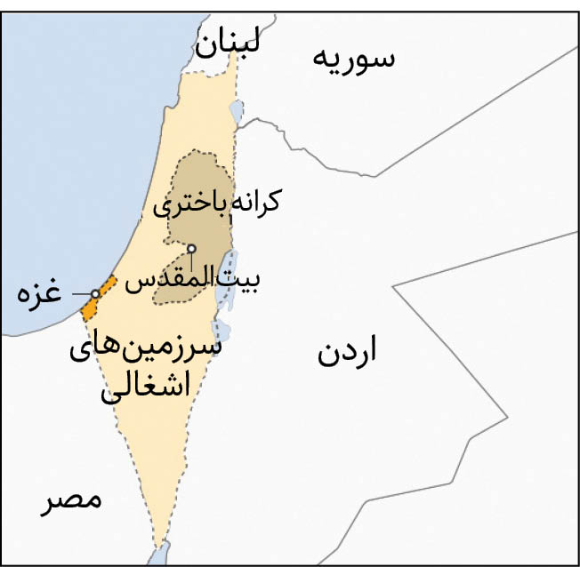 نقشه غزه و کرانه باختری