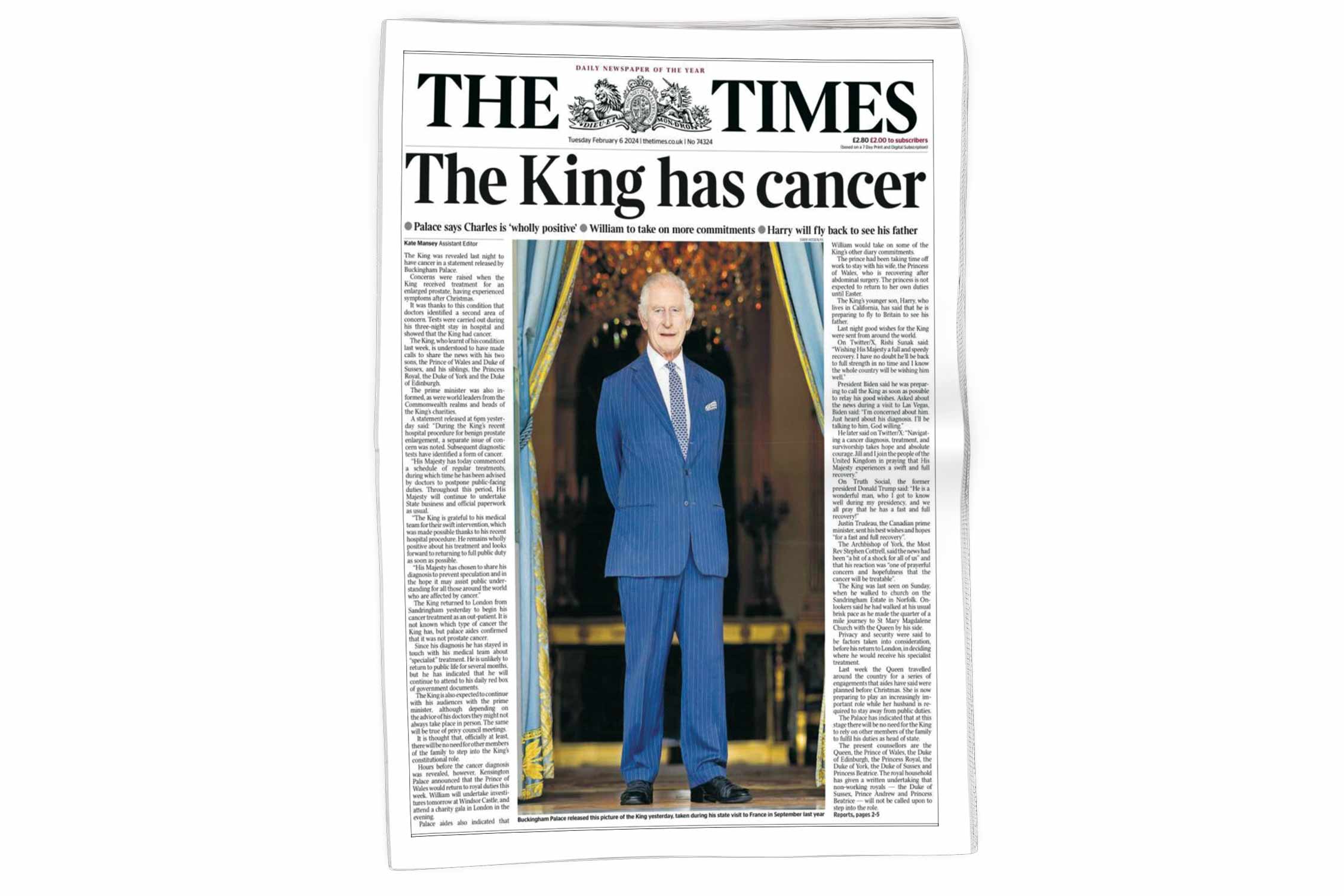 ابتلای چارلز، پادشاه انگلیس به سرطان
