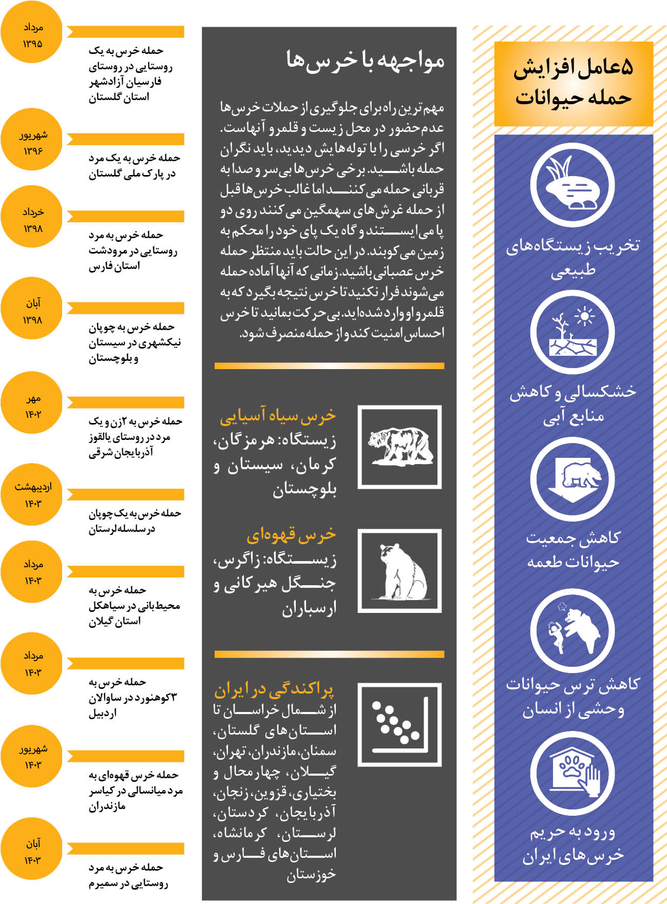 ۵ عامل افزایش حمله حیوانات/ افزایش حمله خرس در ایران