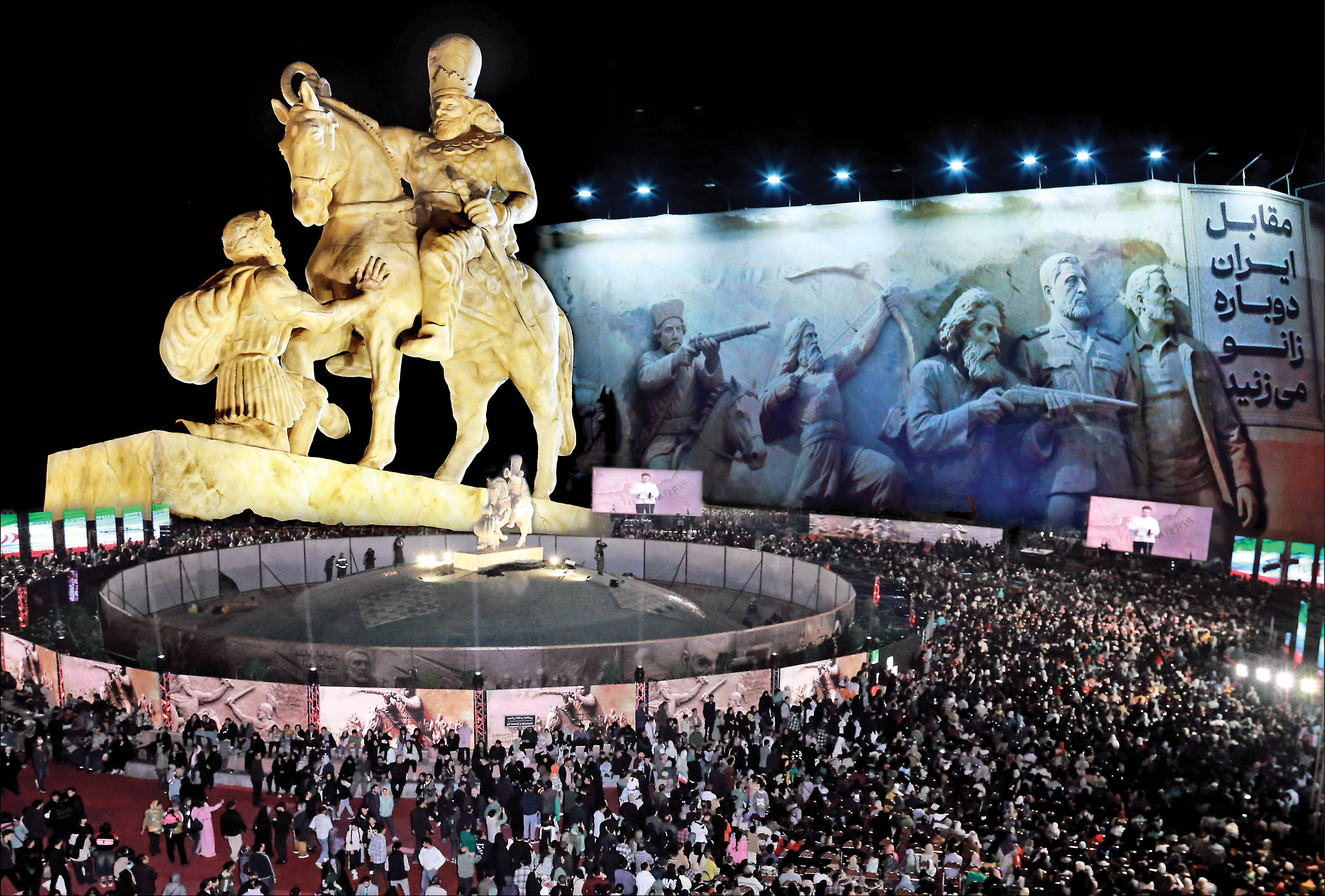 مجسمه زانوزدن پادشاه روم در مقابل ایران در میدان انقلاب رونمایی شد